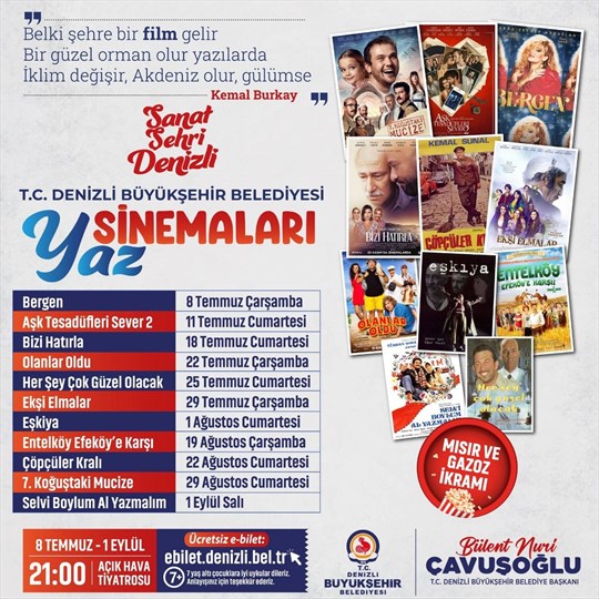 Denizli’de Yaz Gecelerine Açık Hava Sineması Damgası